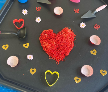 Hearts made from craft materials