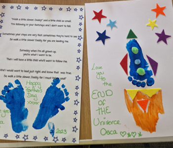 Poem signed with childs footprints