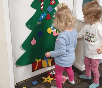 Teddy bears sat under christmas tree craft pictures