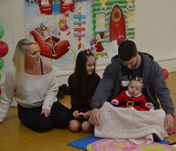 Parents and babies playing on play mats